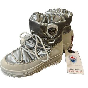 NWT Pajar Taya Waterproof Bungee Metallic Silver Moonboot Style Winter Boot -30C